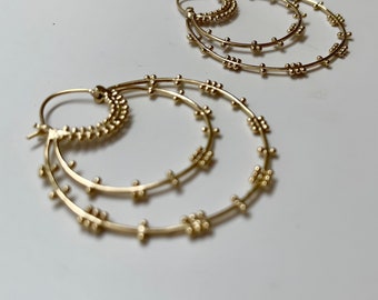 Triple Half Moon Goddess Hoop Earrings