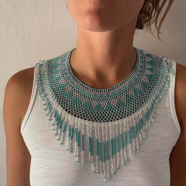 Turquoise Platinum Goddess Pachamama Necklace