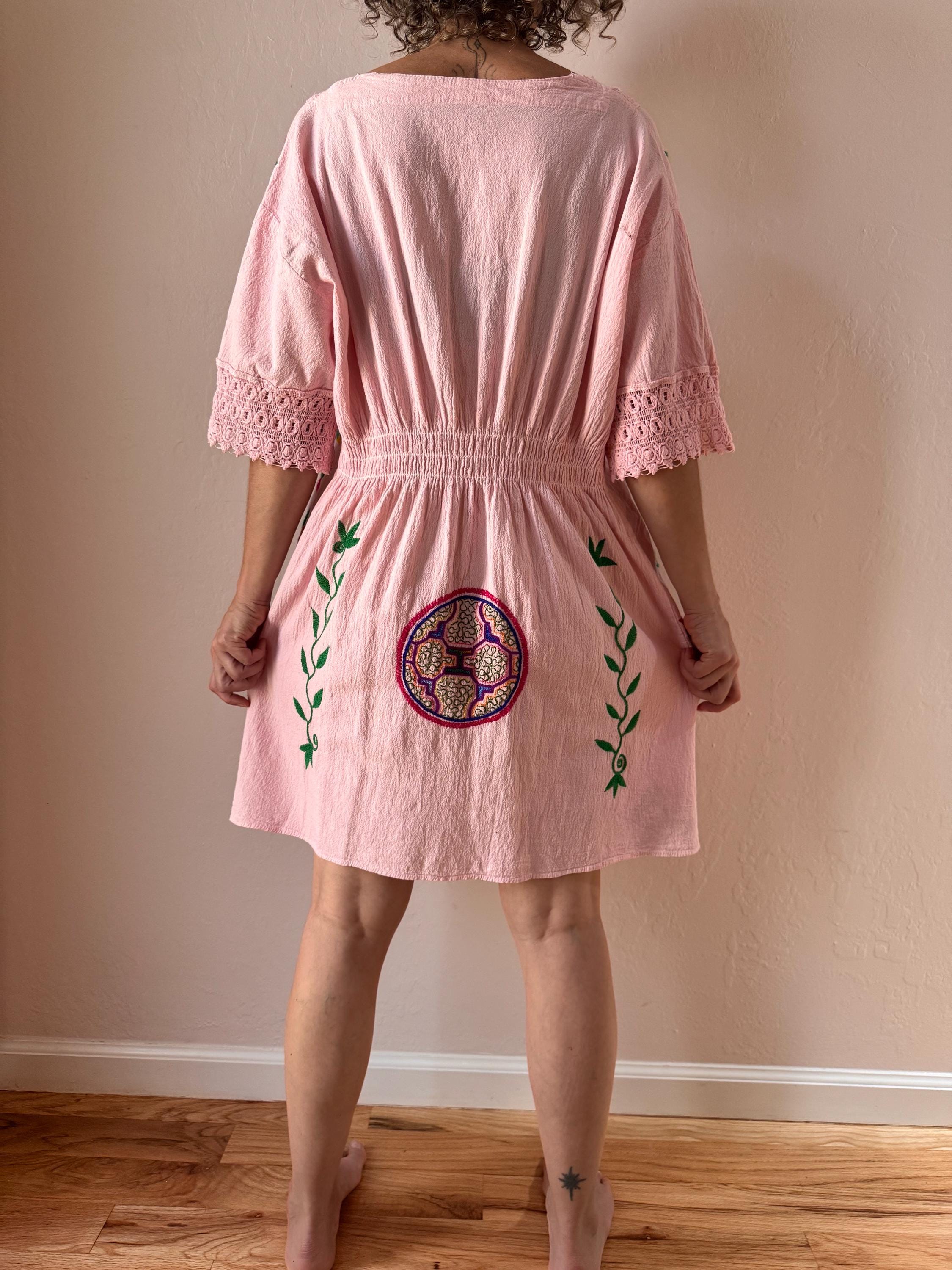 Kene Design Shipibo Hand Embroidered Cotton Dress: Icaros Kené Design - Etsy