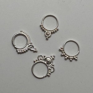 Tribal Septum Tragus Nose Rings Sterling Silver 925 without black oxidation