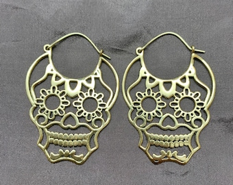 Sugar Skull Hoop Earrings