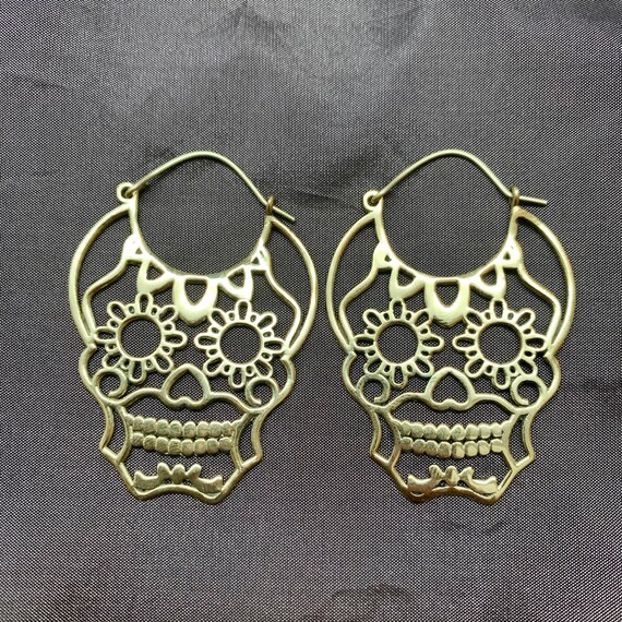Sugar Skull Hoop Earrings