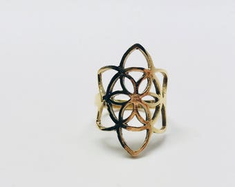 Lotus Seed of Life Sacred Geometry Ring