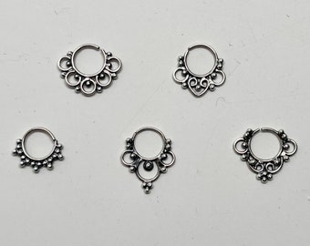 Sterling Silver Tribal Septum Tragus Nose Rings 925 18 gauge 1.2mm