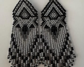 Empress Eye Beaded Earrings Monochrome