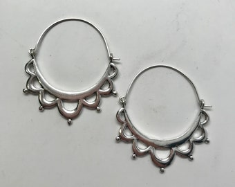 Reina Hoop Earrings Silver or Brass