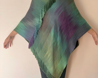 Sunset Forest Poncho Handwoven Organic Soft Bamboo Natural Plant Dyed