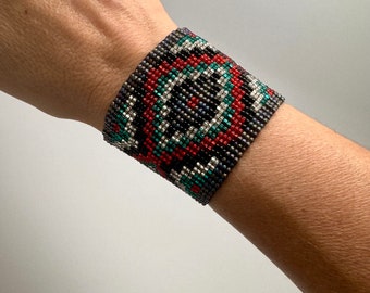 Earth Eye Beaded Cuff Ceremony Bracelet