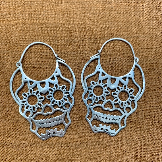 Sugar Skull Hoop Earrings | Etsy