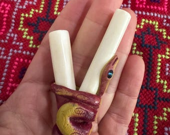 Kuripe Snake Bone Rapé Pipe