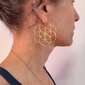 Pendientes Aros Geometría Sagrada Semilla de Vida imagen 3