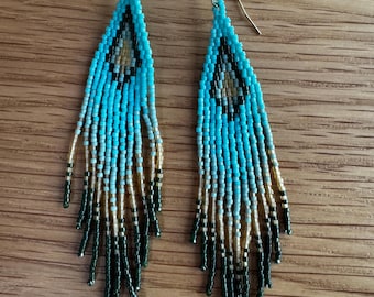 Turquoise Portal Mayan Micro Beaded Earrings