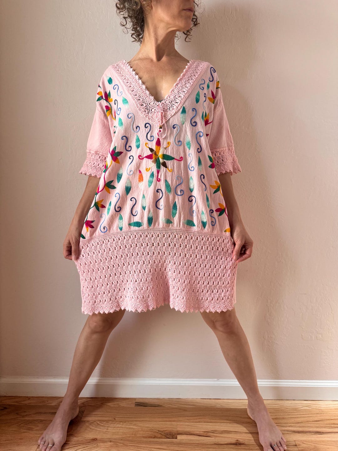 Kene Design Shipibo Hand Embroidered Cotton Dress: Icaros Kené Design - Etsy