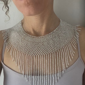 All Silver Empress Collar Necklace