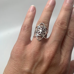 Lotus Seed of Life Sacred Geometry Ring Sterling Silver