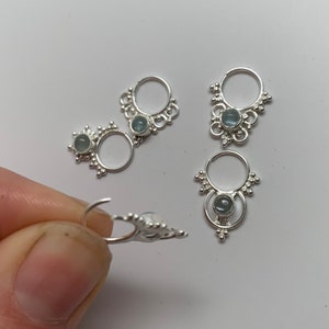 Aquamarine Sterling Silver Goddess Septum Tragus Nose Rings