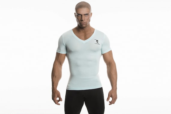 DEMIG Mens Deep V Neck T Shirt Compression Baselayer Bamboo Fabric