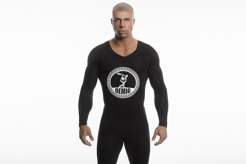 DEMIG Mens Long Sleeve Shirts V Neck/ Gym Bodybuilding & Etsy