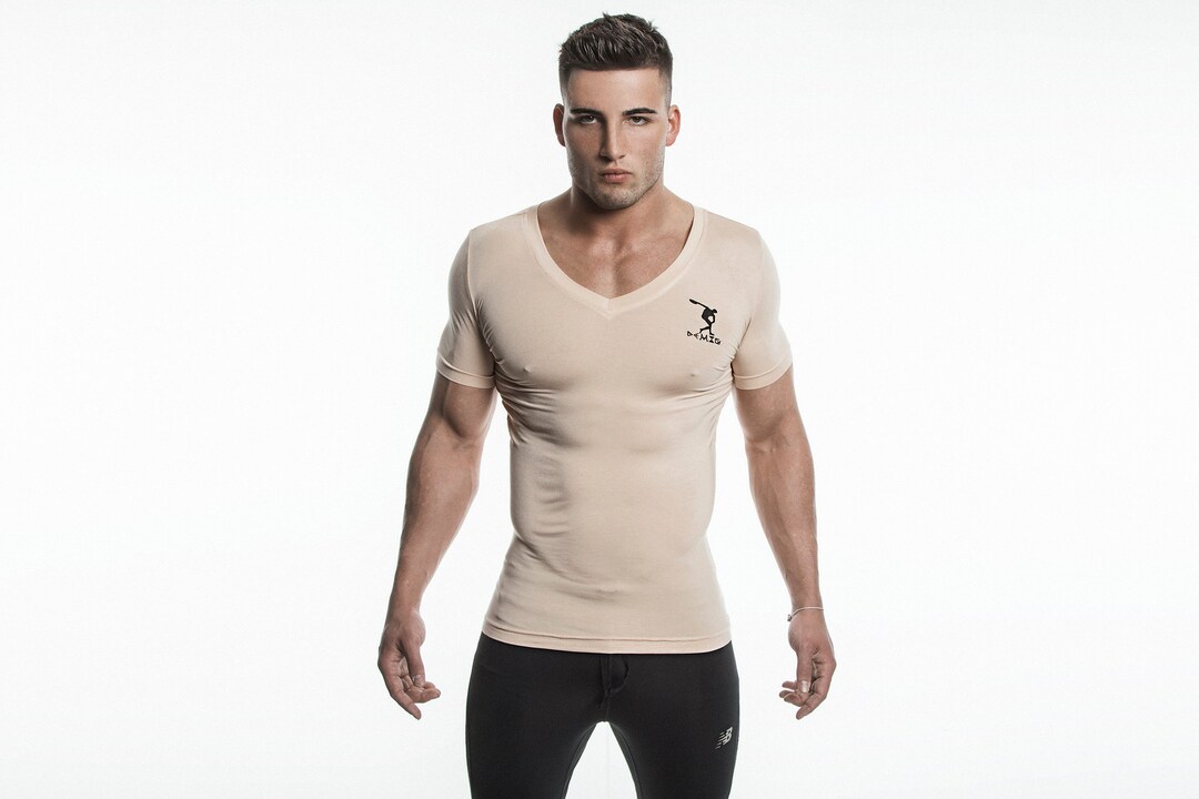 Mens Bamboo Deep V Neck T-shirt – Fitted Gym Shirt - Etsy