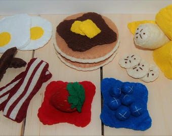 Felt Breakfast Set, Felt Food, Spring Toy, Summer Toy, Felt Food, Felt Pancakes, Play Kitchen, Gift for Kids