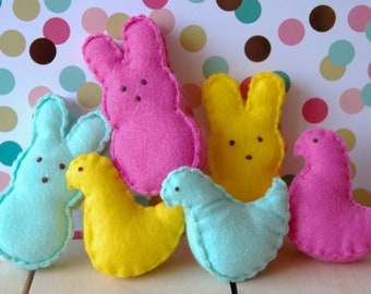 Felt Marshmallow Peep, Felt Peeps, Spring Toy, Summer Toy, Felt Food, Felt Food Set, Pretend Play Food, Kids Toy