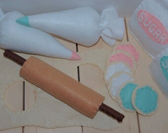 Felt Baking Set, Felt Food, Felt Food Set, Spring Toy, Summer Toy, Play Food, Felt Food Set, Felt Sugar Cookies, Gift for Kids