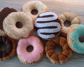 Felt Donut, Felt Food Set, Felt Doughnuts, Play Food, Spring Toy, Summer Toy, Pretend Food, Kids Toy, Pretend Kitchen Set, Gift for Kids