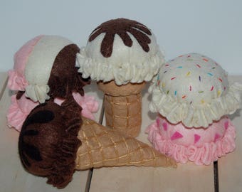 Felt Ice Cream, Felt Food, Pretend Play, Spring Toy, Summer Toy, Felt Food, Felt Play Food, Gifts for Kids