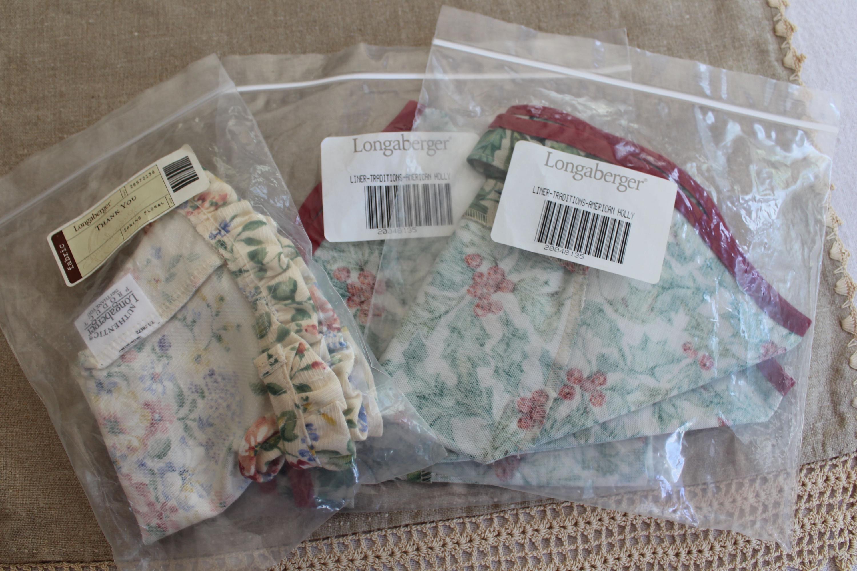 Longaberger Basket ライナー＆栞付・アンティーク シャビー ロンガバーガー バスケットライナー 3個セット - Etsy 日本