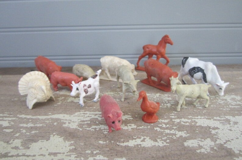 vintage plastic farm animals