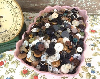 Mixed Assorted Vintage Buttons 8 oz. Grab Bag Vintage Buttons