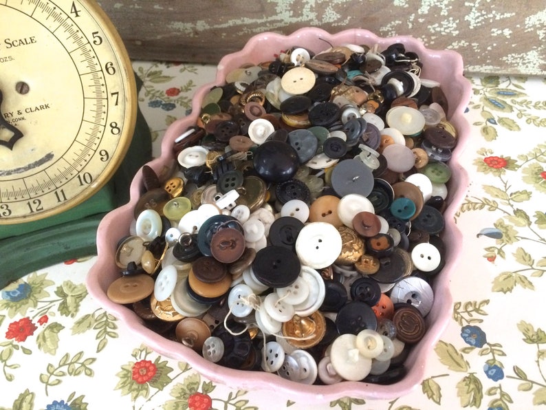 Mixed Assorted Vintage Buttons 8 oz. Grab Bag Vintage Buttons image 1