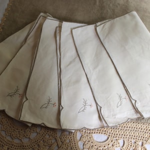 Set Of Six Vintage Embroidered Handkerchiefs