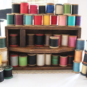 Lot Of Vintage Threads On Wood Spools For Display Or Crafts Lot Five