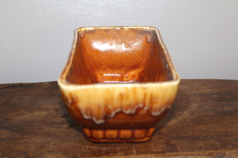 Vintage Brush Planter Mid Century Pottery Brown Drip Glaze Etsy