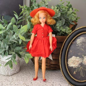 1969 Mattel Dramatic Living Skipper Doll Red Dress Moveable Wrists Bendy Legs
