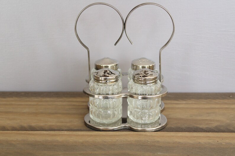 Vintage Salt & Pepper Caddy Glass Salt and Pepper Shakers in Etsy