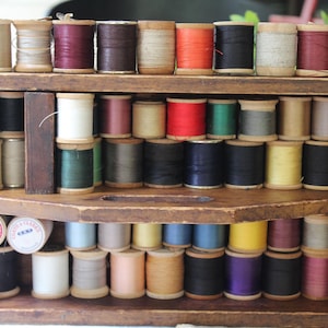 Lot Of Vintage Threads On Wood Spools For Display Or Crafts Lot Four
