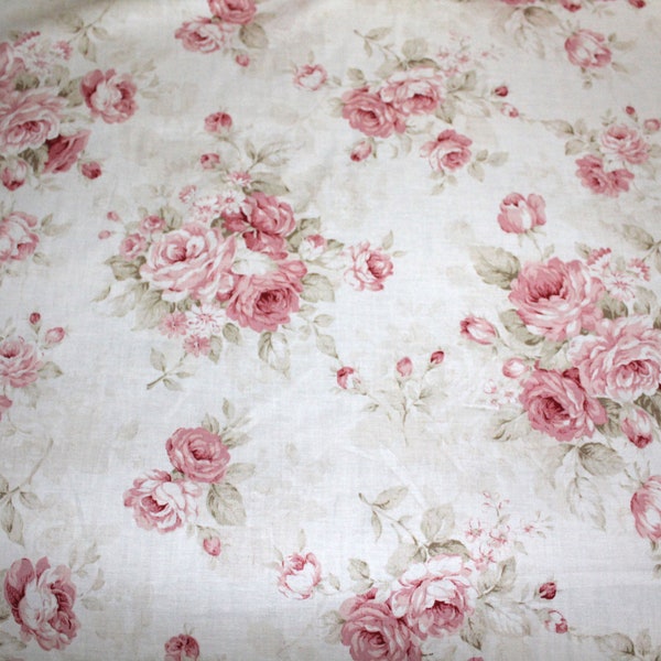 One Yard Quilt Gate Fabric Mary Rose Collection Fabric Shabby Rose Fabric Pink Rose Fabric Cottage Rose Fabric Shabby Chic Style Fabric Pink