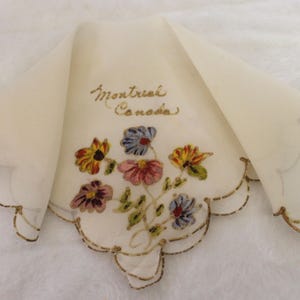 Vintage Floral Hankie Women&#39;s Handkerchief Lady&#39;s Linen Mid Century Floral Hankie
