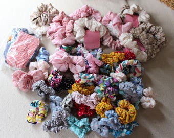 Handmade Scrunchie Lot: Mixed Sizes, Patterns, and Headbands