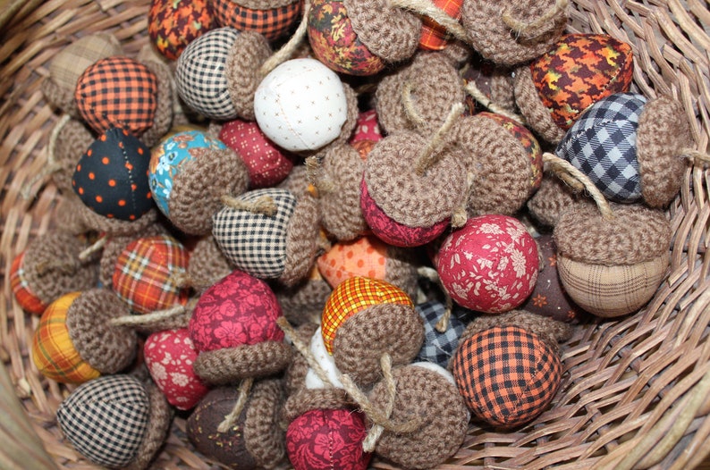 Handmade Harvest Fabric Acorns Chunky Autumn Bowl Fillers Etsy