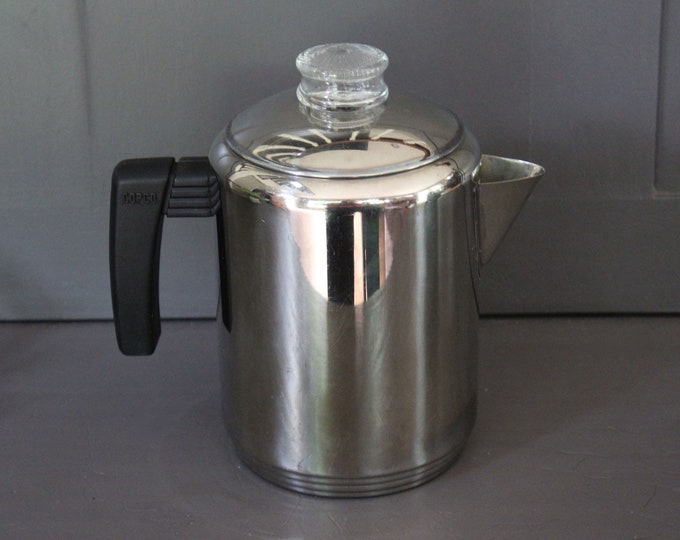 Vintage Copco Stovetop Percolator Coffee Pot Stainless Steel Metal