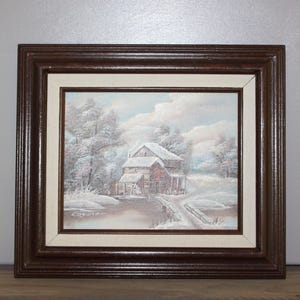 Vintage Winter Painting Snowy Mill Winter Scene Vintage Painting Spring Snow