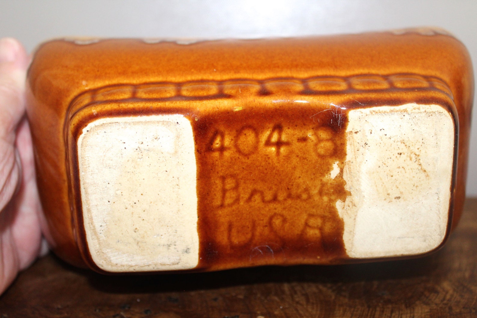 Vintage Brush Planter Mid Century Pottery Brown Drip Glaze Etsy