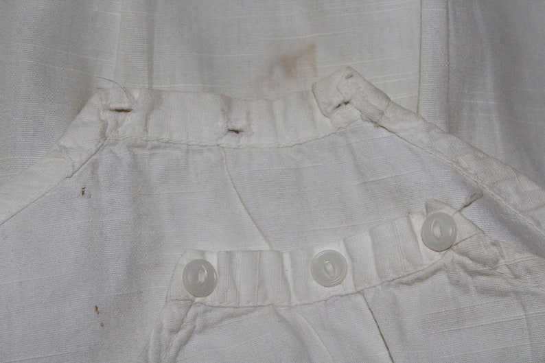 Vintage Linen Baby Girl Onesie Darling Baby Romper White With Embroidery