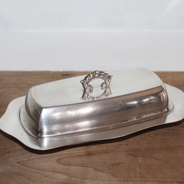 Vintage Silver Plate Covered Butter Dish Allison Silver