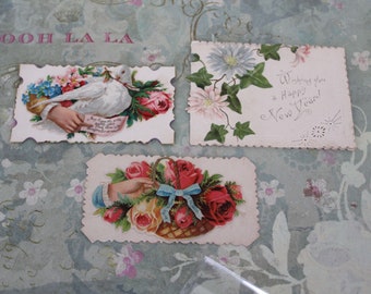 3 Small Vintage Greetings Vintage New Years Card Vintage Blessing Victorian Cards Vintage Images