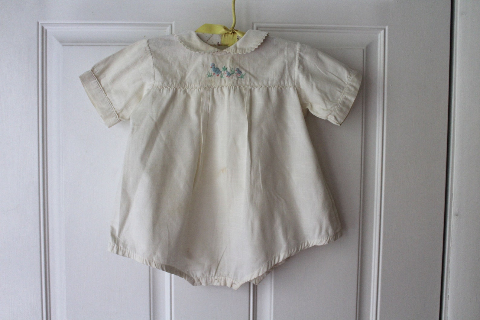 Vintage Linen Baby Girl Onesie Darling Baby Romper White With Etsy