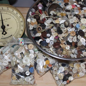 Mixed Assorted Vintage Buttons 8 oz. Grab Bag Vintage Buttons image 6